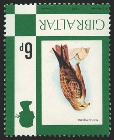 GIBRALTAR 1977-82 6p Black Kite variety, SG381w