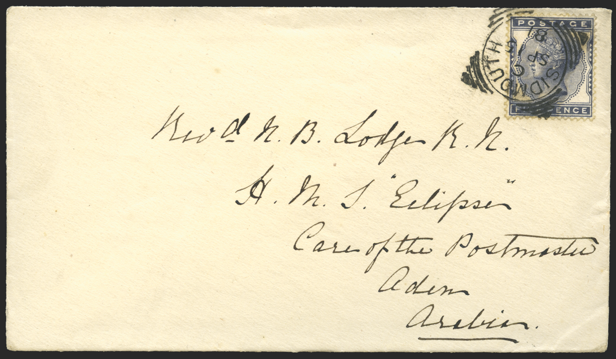 Great Britain 1881 Cover to Aden HMS "Eclipse", SG169