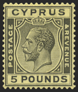 CYPRUS 1924-28 £5 BLACK/YELLOW, SG117a