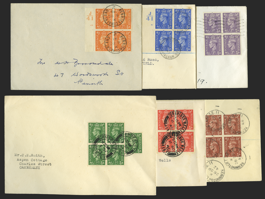 Great Britain 1941-42 ½d-3d Definitives First Day Covers, SG485/90