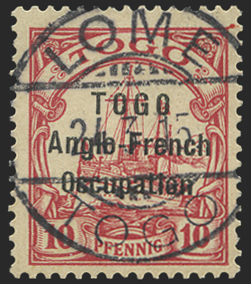 TOGO 1915 10pf CARMINE NO WMK USED, SGH31a