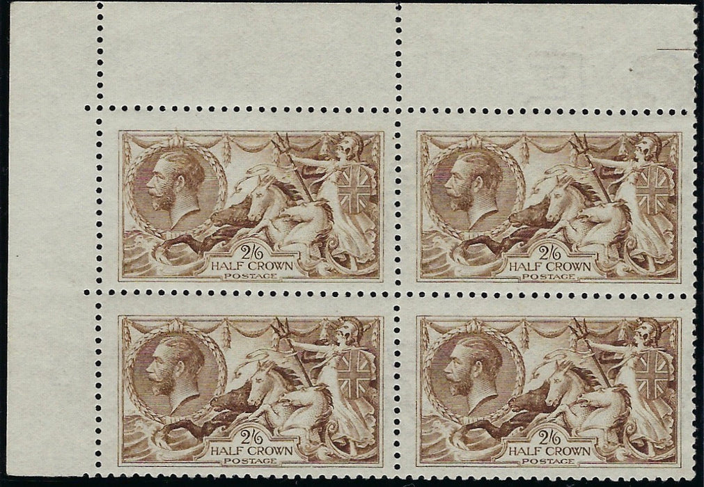 Great Britain 1915 2s6d Yellow-brown "Seahorses" (Watermark Reversed), SG406wj