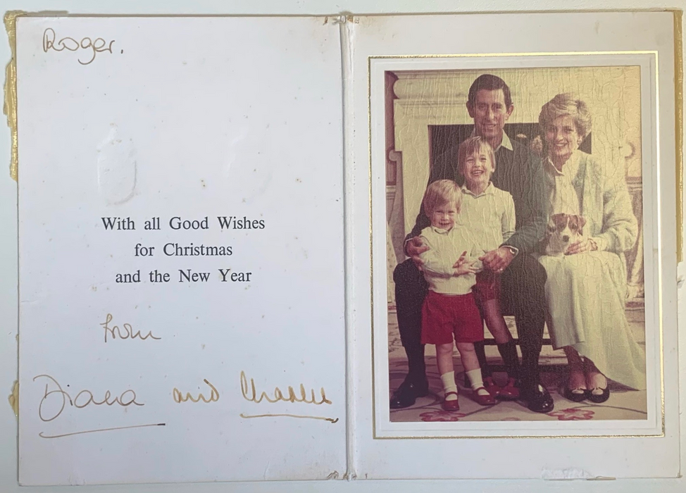 King Charles III and Princess Diana signed 1986 Royal Christmas card