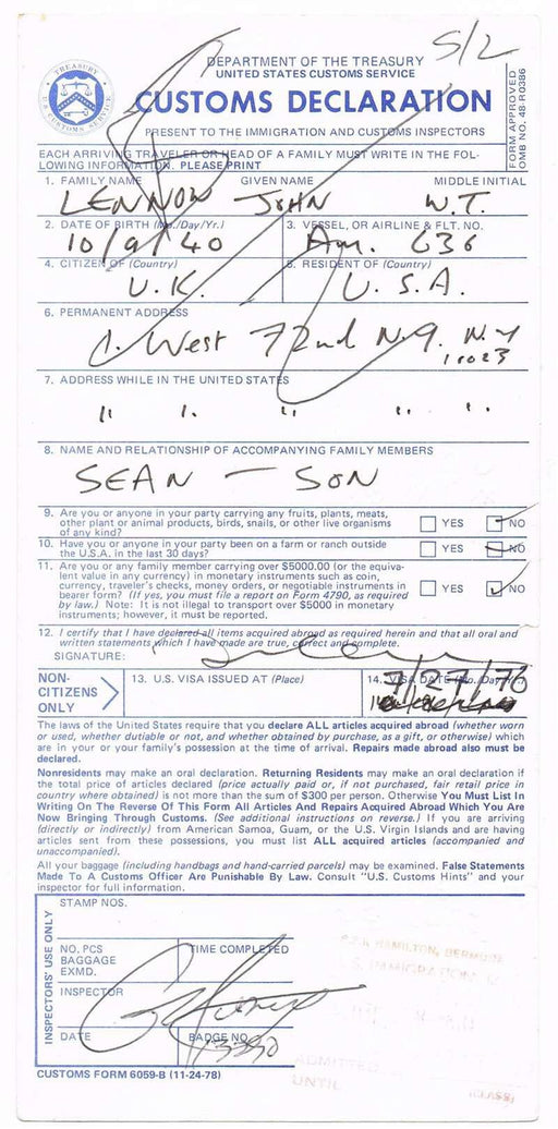 John Lennon Autograph 