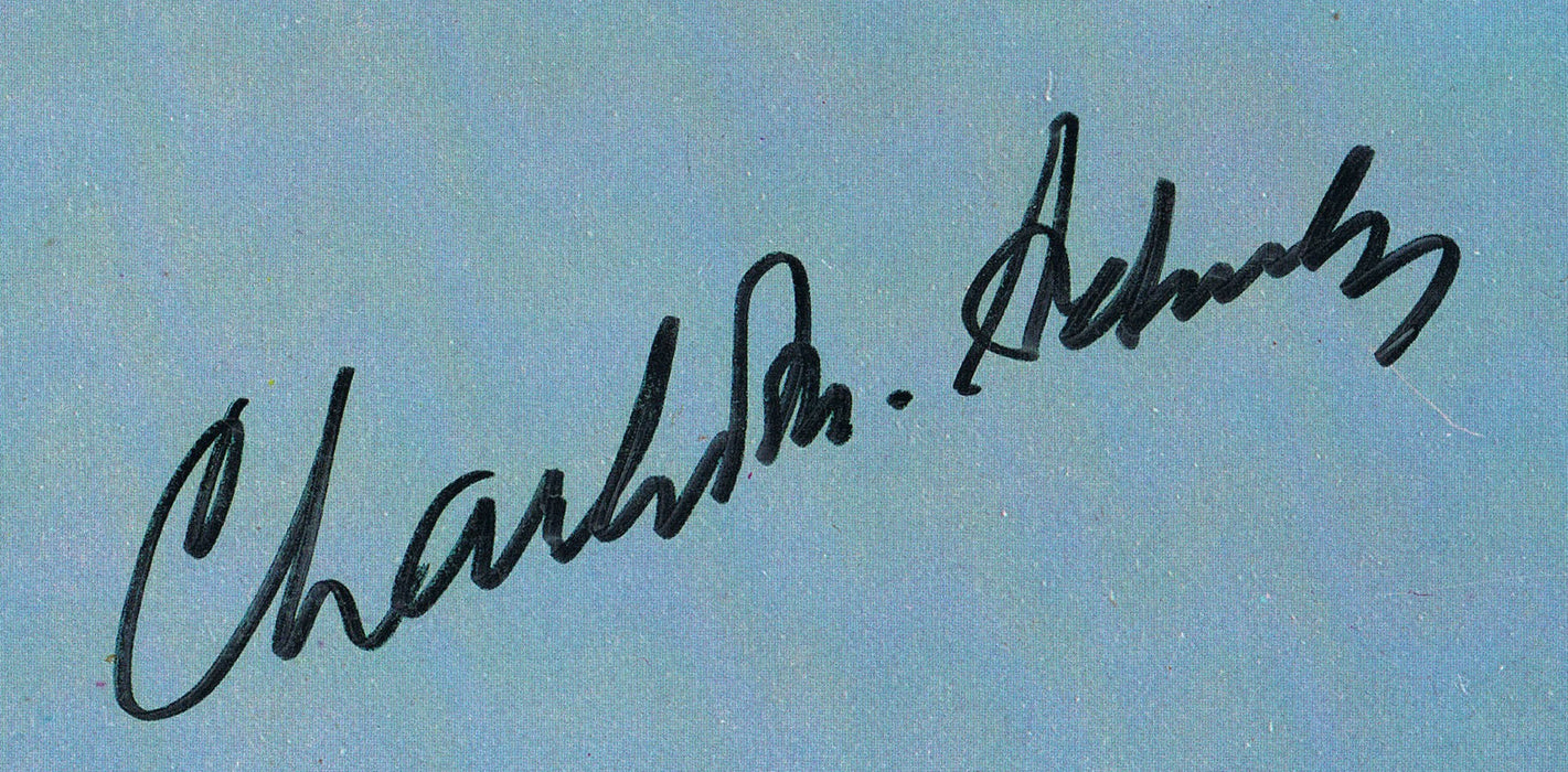Charles Schulz autograph on lobby card