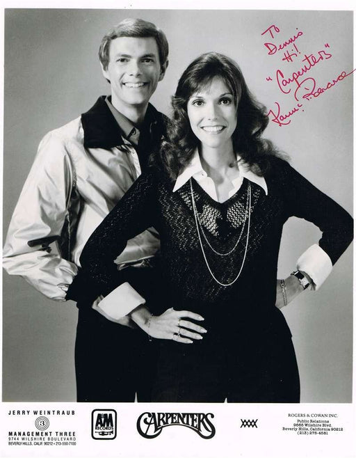 The Carpenters Autographed Black & White Photograph