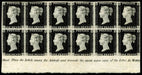 A magnificent mint block of 12 Penny Blacks