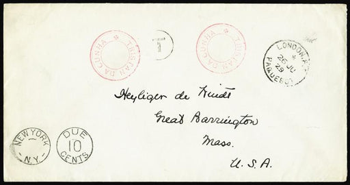 Tristan Da Cunha 1929 stampless cover to USA (SGC7)