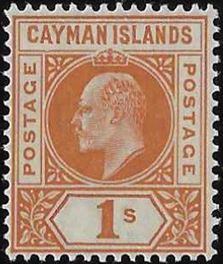 Cayman Islands 1902-03 1s orange variety, SG7a