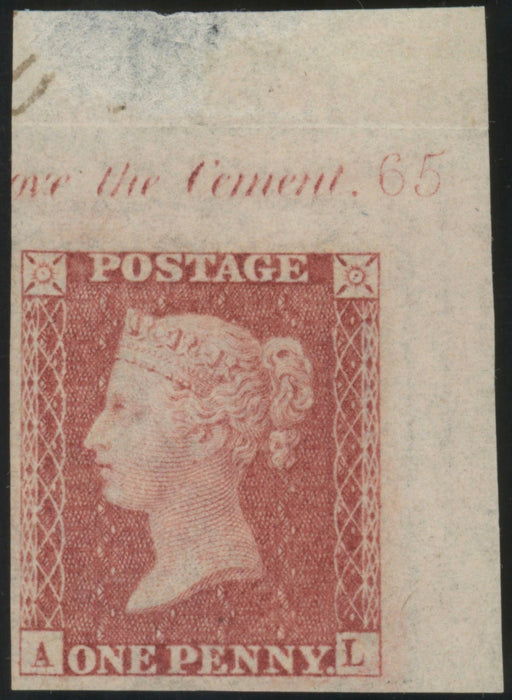 Great Britain 1857 1d rose red Plate 65 imprimatur, SG36var