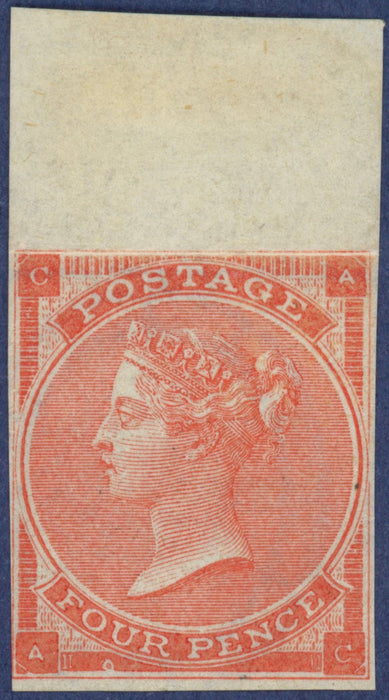 Great Britain 1863 4d bright red, Plate 4 imprimatur, SG81var