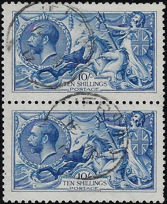 Great Britain 1915 10s Bright "Cambridge" blue. SG411var