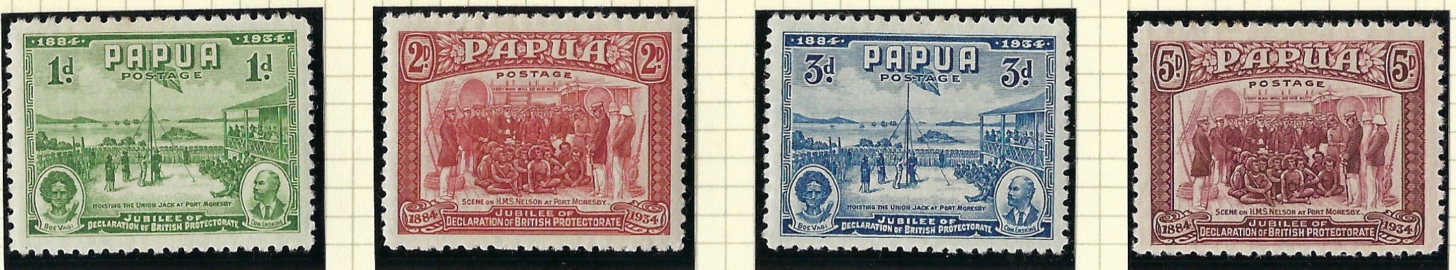Papua (British New Guinea) 1934 (6 Nov) 1d to 5d purple set of 4, SG146/49.