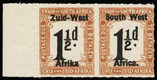 South West Africa 1923 Postage due 1½d black and yellow-brown SGD8b