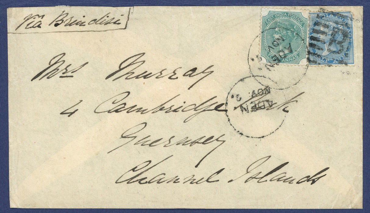 India Used Abroad Aden 1880 envelope to Guernsey