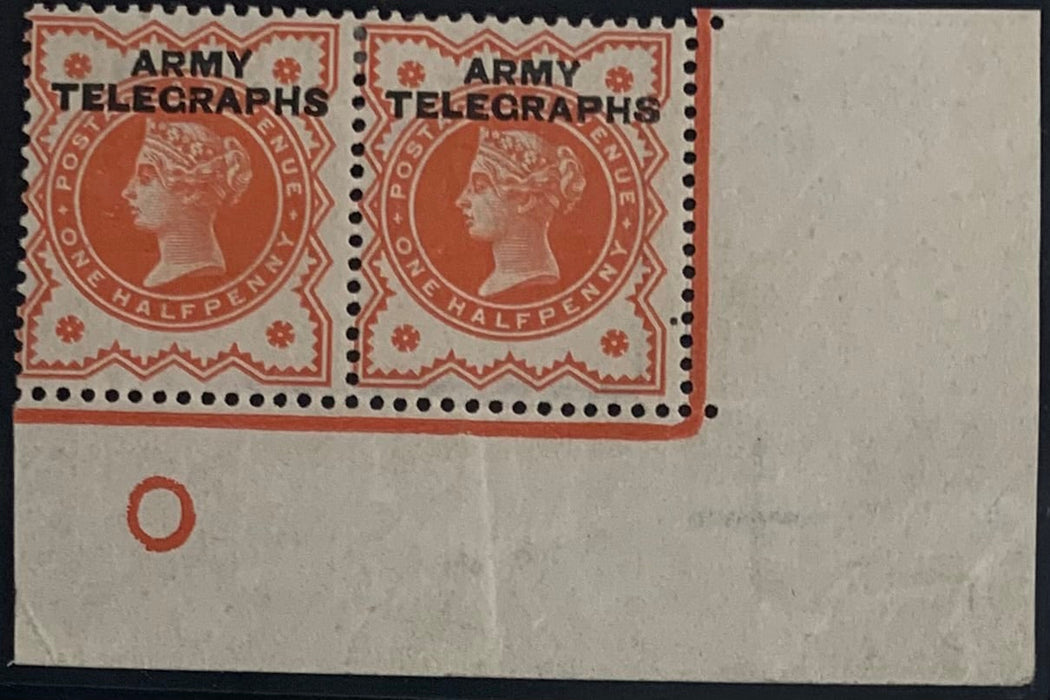 Great Britain 1887 ½d vermillion (Army Telegraphs), SG197var