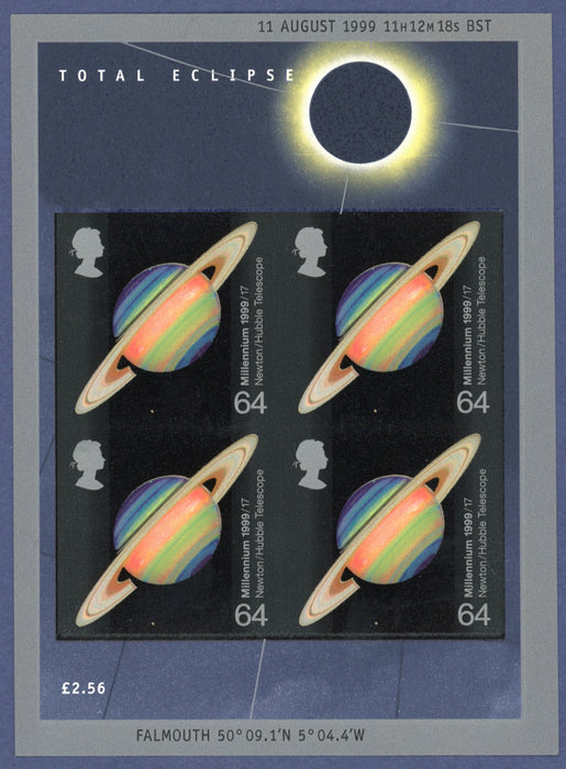 Great Britain 1999 Solar Eclipse miniature sheet error, SGM2106a