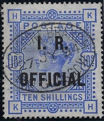 Great Britain 1890 10s Ultramarine (I.R. Official).  SGO10