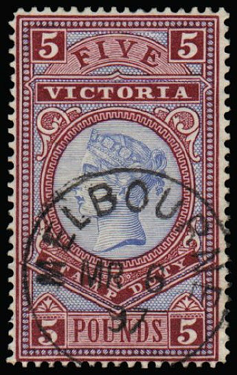 Victoria 1886-96 £5 pale blue and maroon SG324