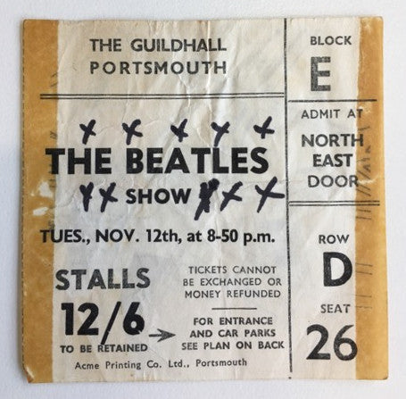 Original 1963 Beatles concert ticket