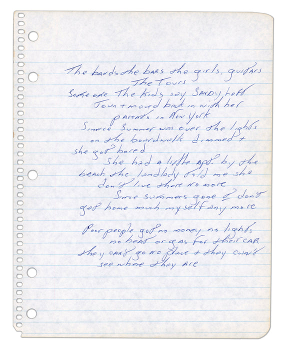 Bruce Springsteen handwritten lyrics