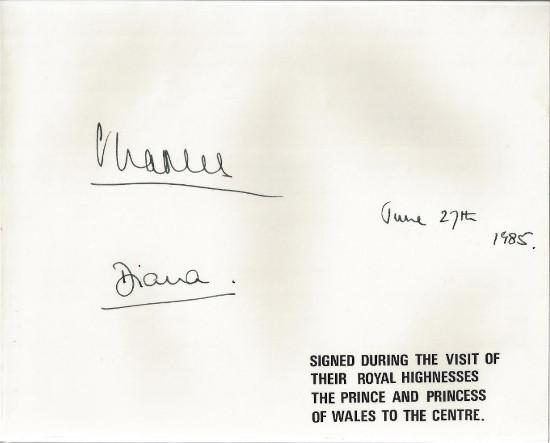 Charles Diana signed visitor’s book
