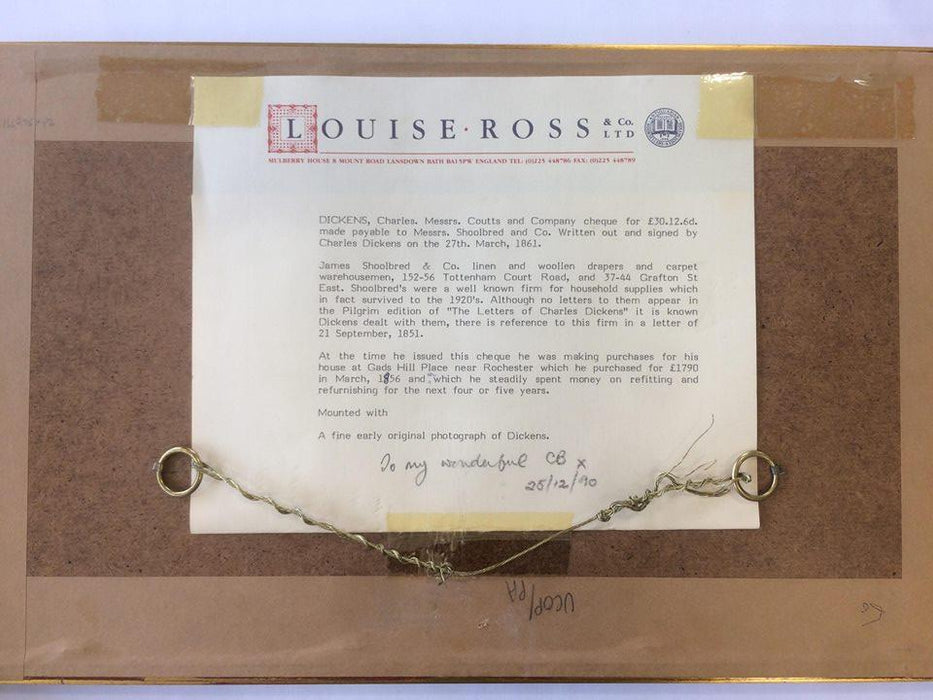 Charles Dickens signed cheque