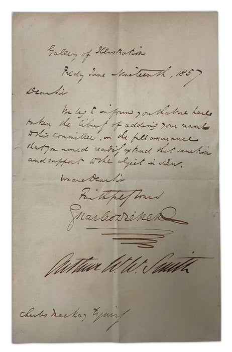 Charles Dickens Handwritten and Signed Letter 1857