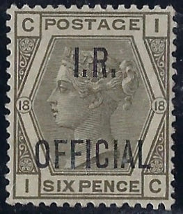 Great Britain 1882 6d Grey Plate 18 (I.R. Official), SGO4