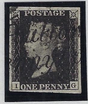 Great Britain 1840 1d Black Plate 9. SG2