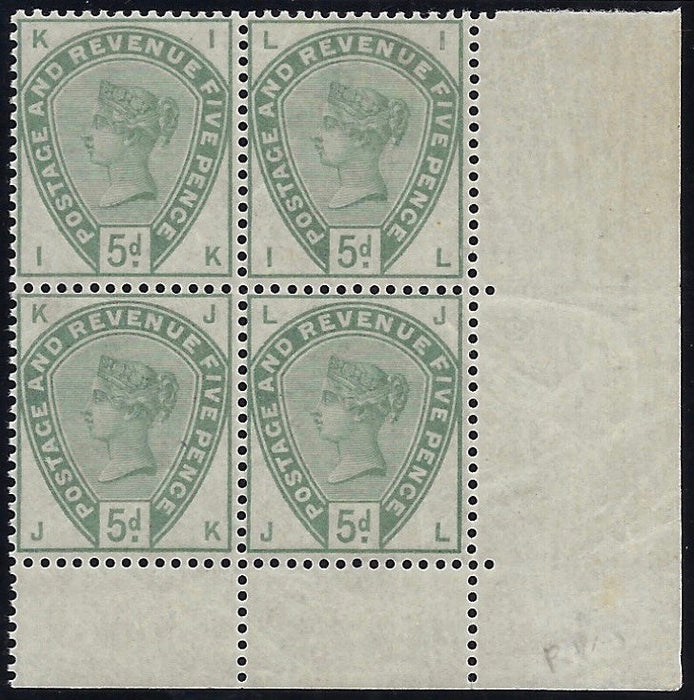 Great Britain 1884 5d Dull green.  SG193