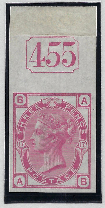 Great Britain 1875 3d Rose plate 17 imprimatur, SG143var