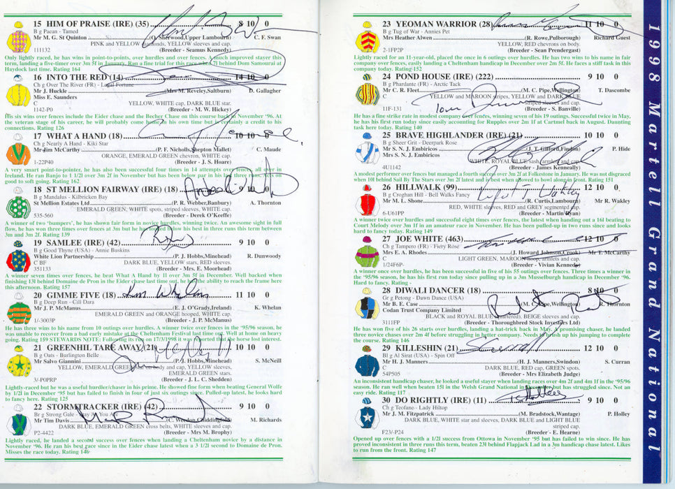 1998 Grand National programme signed by 39 jockeys