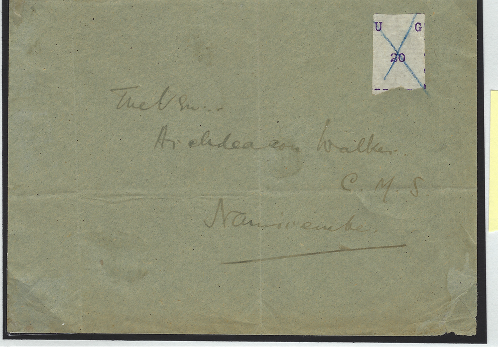 Uganda 1895 (Nov) typewritten 20(c), SG38