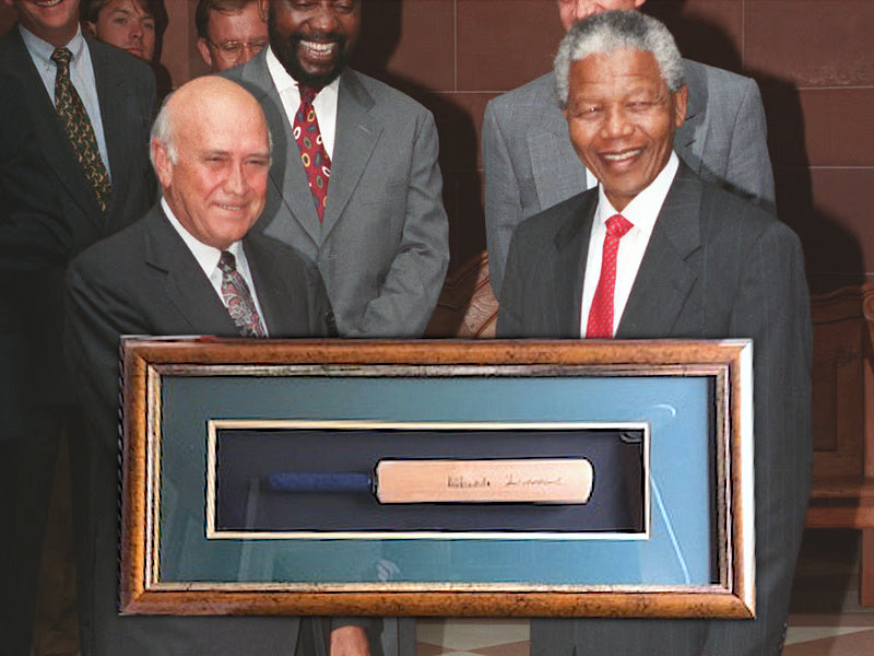 Nelson Mandela signed cricket bat