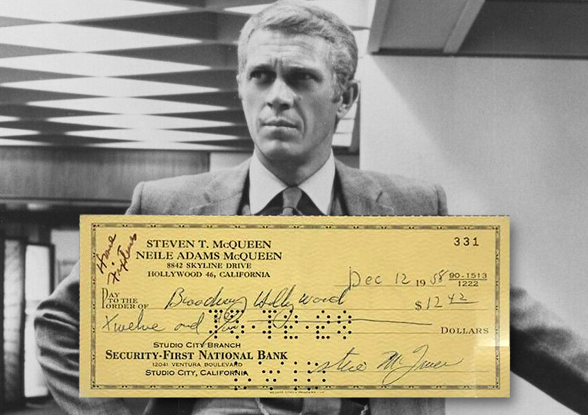 Steve McQueen signed cheque