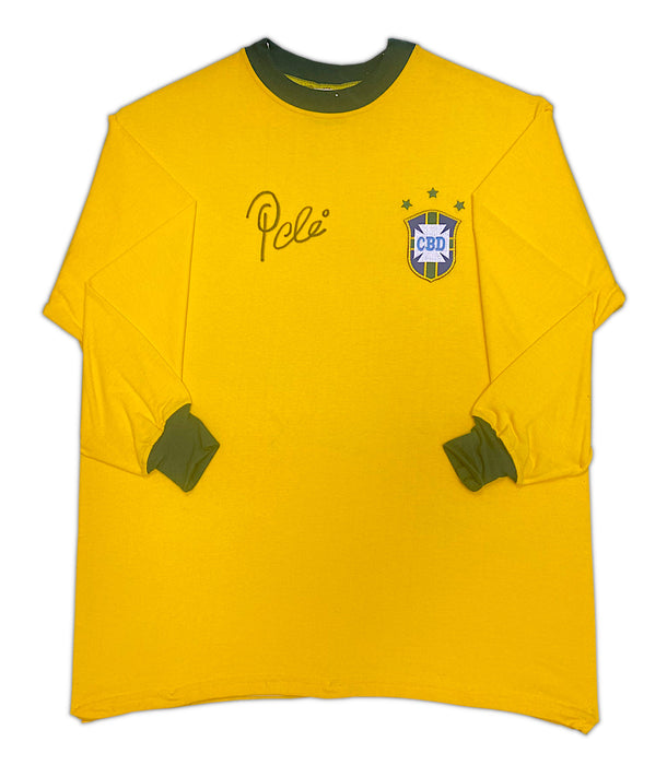 Pele signed 1970s Brazil football shirt