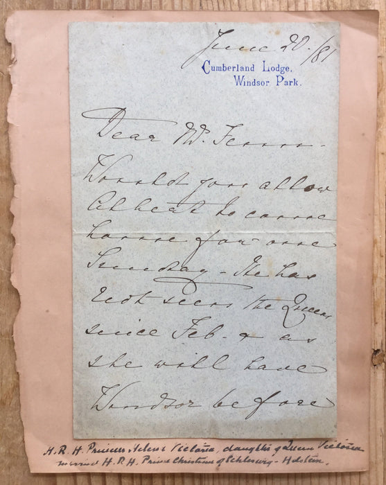 Princess Helena letter