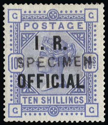 Great Britain 1885 10s Cobalt (I.R. Official, blued paper), SGO9cs