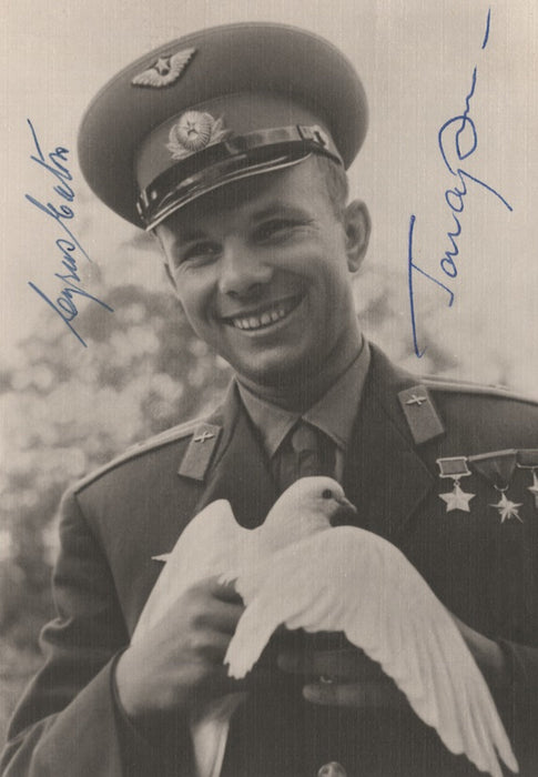 Yuri Gagarin signed photograph postcard